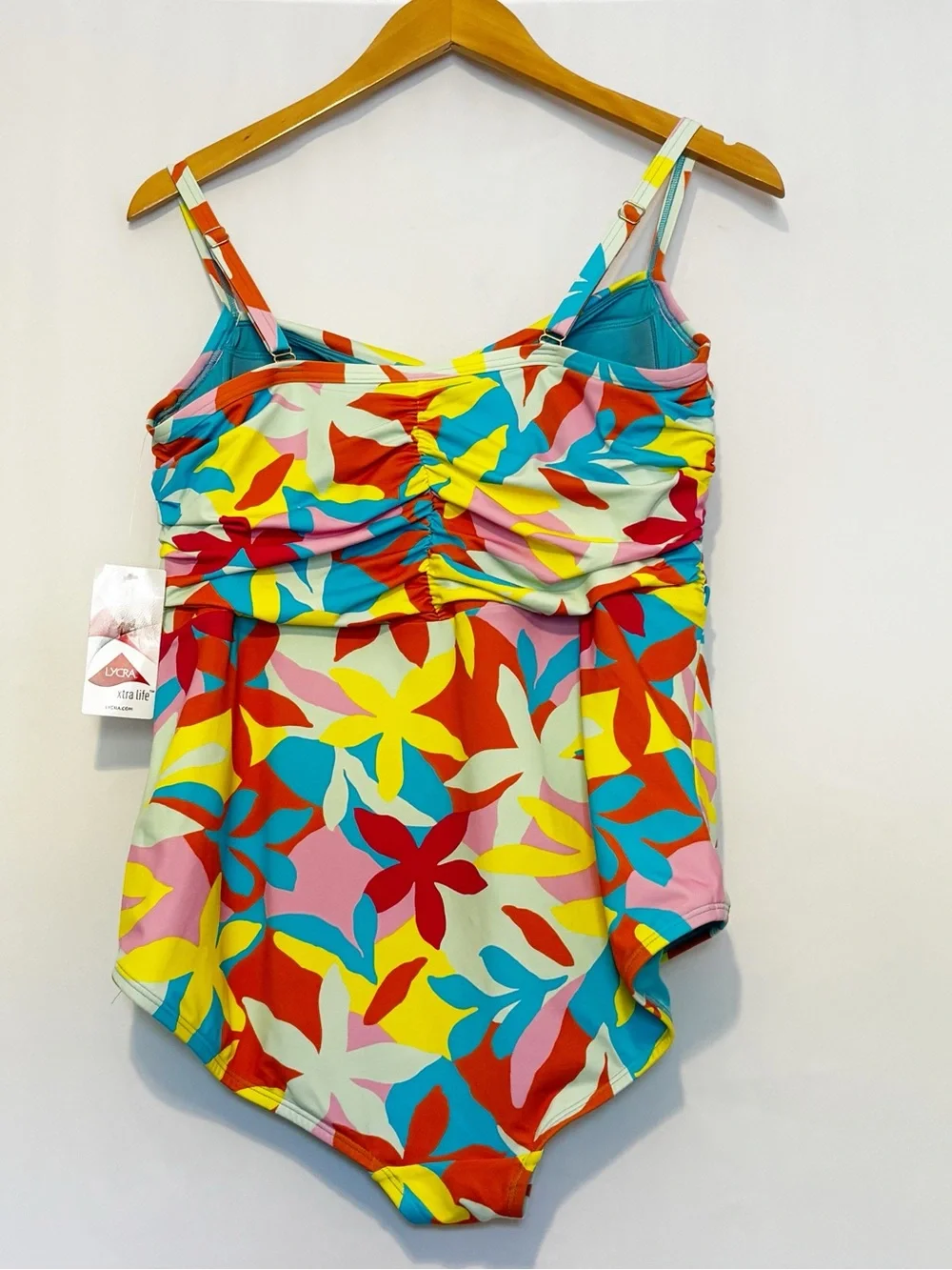 Lands End Sweetheart One Piece Swimsuit Adjustable Straps Floral Print Size 16‎